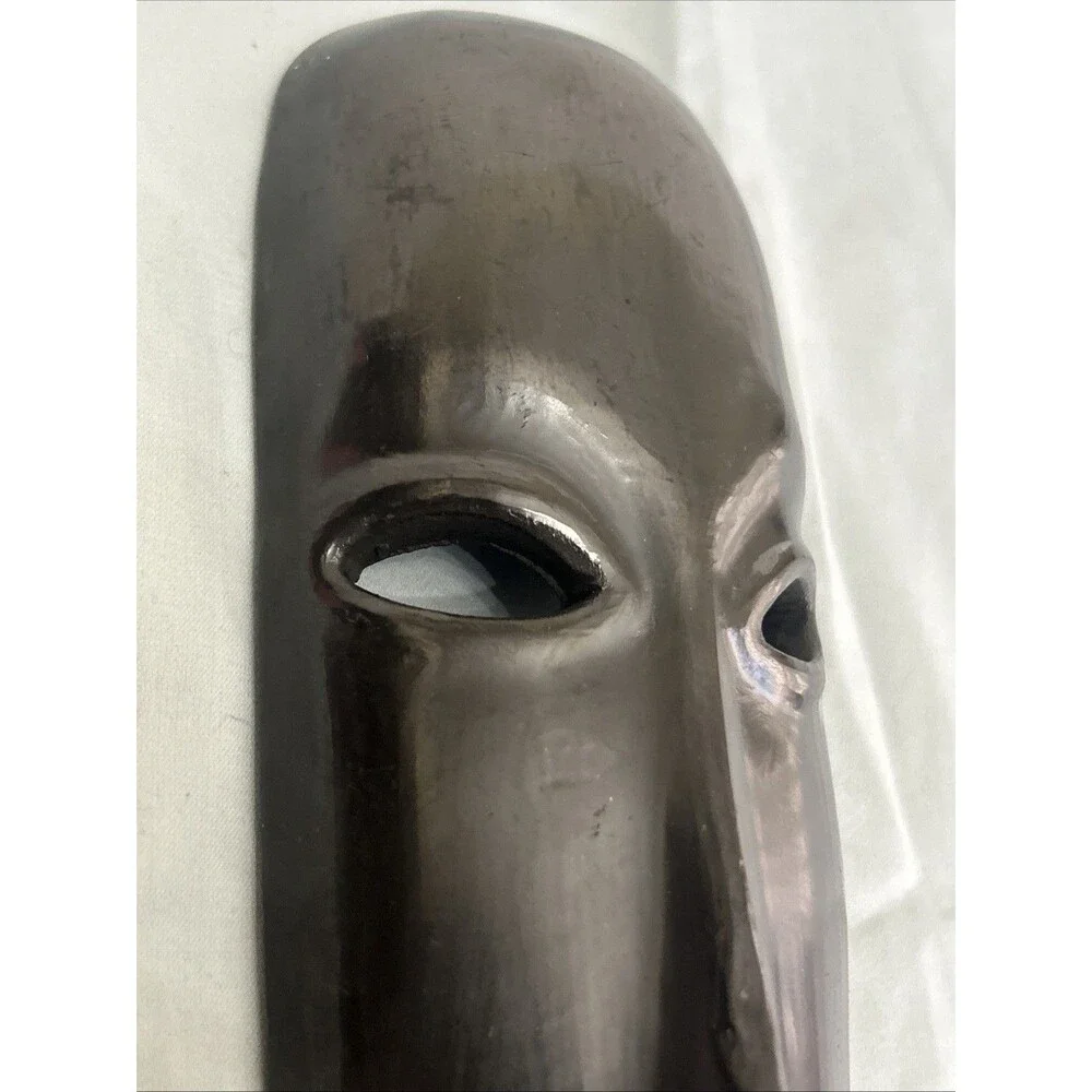 Vintage Doña Rosa Oaxaca Barro Negro Black Clay Mask Signed Mexican Pottery